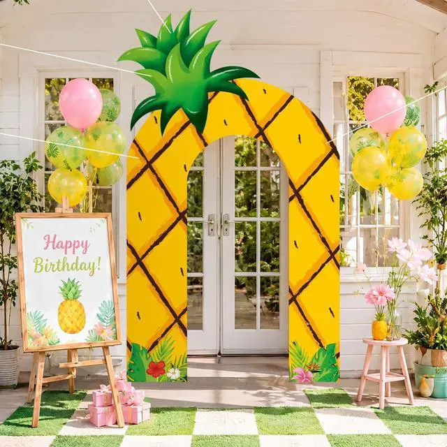 Alt view image 6 of 6 - Ocean Themed Birthday Party Decoration Backdrop 61 x 98'' Hawaiian Under The Sea Party Porch Sign Ocean Under The Sea Decor for Baby Shower Birthday Photo Background(Pineapple)