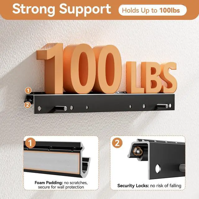 Alt view image 5 of 7 - Studless TV Wall Mount for Drywall, No Stud Hanger for 1255 Inch, No Drill Wall Mount TV Bracket, VESA Max 400x400, Up to 100lbs, Low Profile, Tilts 5°, No Damage, Easy Install for Rental Apartment
