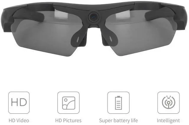 Alt view image 2 of 7 - Smart Video Glasses with Camera, 1080P HD Camera Glasses Wearable Sunglasses, Audio and Video Recording, for Outdoor Sports, Cycling, Driving, Hiking (Black)