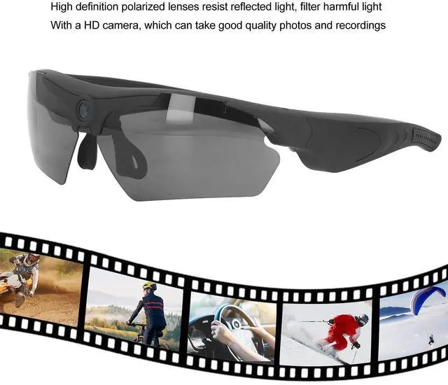 Alt view image 4 of 7 - Smart Video Glasses with Camera, 1080P HD Camera Glasses Wearable Sunglasses, Audio and Video Recording, for Outdoor Sports, Cycling, Driving, Hiking (Black)