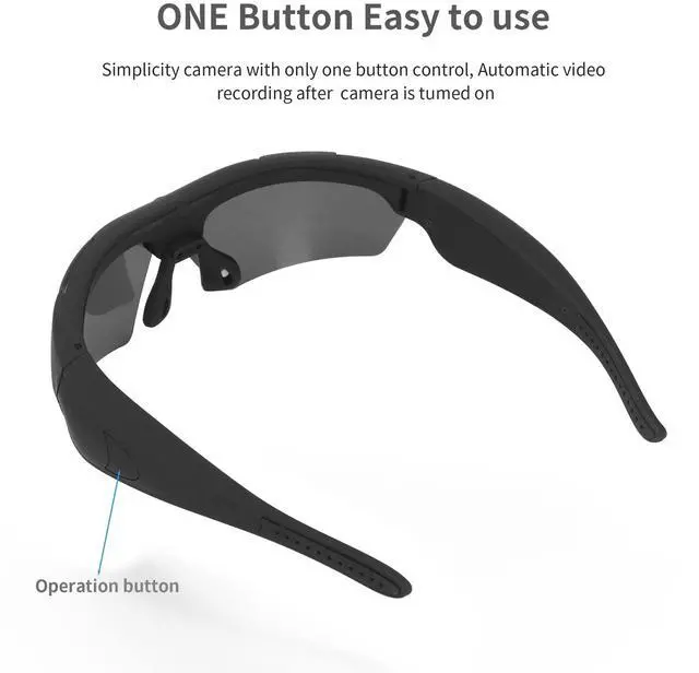 Alt view image 5 of 7 - Smart Video Glasses with Camera, 1080P HD Camera Glasses Wearable Sunglasses, Audio and Video Recording, for Outdoor Sports, Cycling, Driving, Hiking (Black)