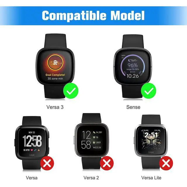 Alt view image 2 of 7 - 8-Pack Screen Protector Case Compatible with Fitbit Versa 3 / Sense | Soft TPU Plated Bumper, Full Protective Cover Cases, Scratch-Proof & Shockproof, Slim Lightweight