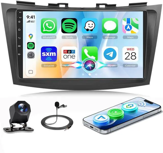 Main image of Linux System Car Stereo for Suzuki Swift 2011-2017 Wireless Carplay & Android Auto, 9'' IPS Touchscreen Mirror Link Yout-ube Video Vi-Link Car Radio Bluetooth FM/RDS DSP SWC Backup Camera