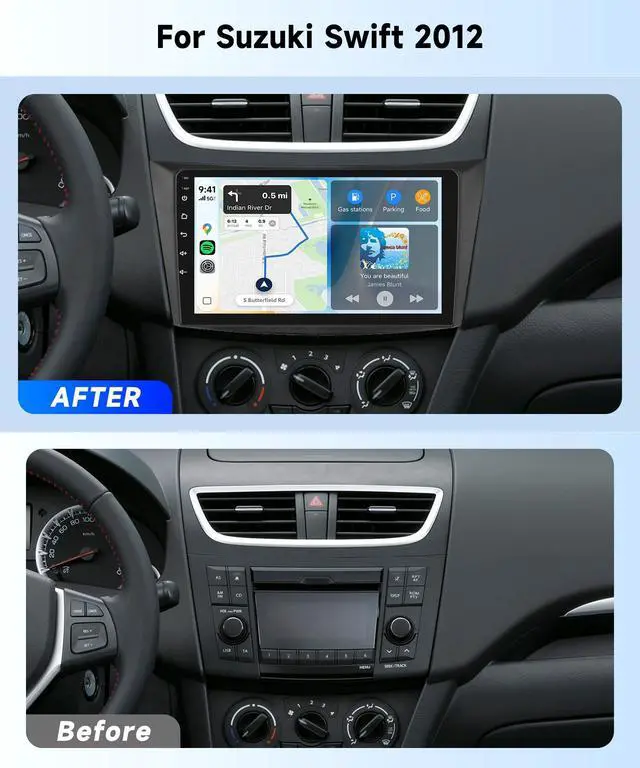 Alt view image 2 of 7 - Linux System Car Stereo for Suzuki Swift 2011-2017 Wireless Carplay & Android Auto, 9'' IPS Touchscreen Mirror Link Yout-ube Video Vi-Link Car Radio Bluetooth FM/RDS DSP SWC Backup Camera