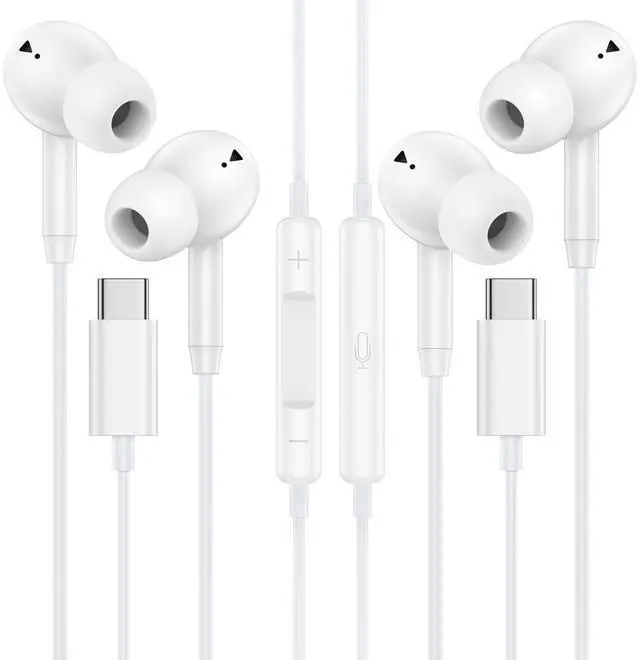 Main image of Wired Earbuds USB C Ear Buds Wired Headphones for iPhone 17e 17 Pro Max 17 | 17Pro 16 Pro Max 16 Plus 16Pro 16e 15Pro Max/Plus/Pro 15, 2 Pack USBC in-Ear Earphones with Microphone for Samsung S26 S25