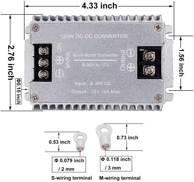 Alt view image 4 of 6 - DC to DC High Efficiency Voltage Converter 8-36V to 12V 10A 120W Buck-Boost Converter DIY Power Supply Step-Down/Up Transformer