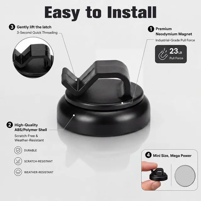 Alt view image 3 of 6 - 10pcs Magnetic Fasteners, 3/4" Magnetic Cable Holder, 23lbs Pull Force Zip Tie Mount Base, Durable Cable Organizer for Home Office Marine Electrical Wiring