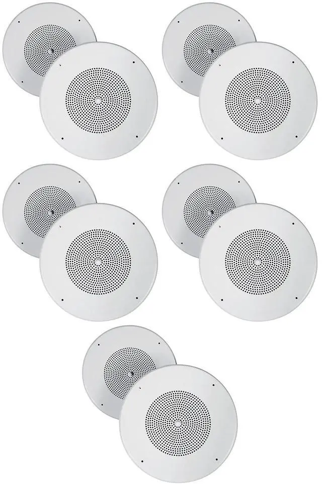 Main image of MC80 Metal 8" 70V/25V Commercial in-Ceiling Speakers, 10-Pack | 8 Woofer, Adjustable Taps 5W, 2.5W, 1W, 0.5W, Steel Grilles, Off-White, Flush Ceiling Mount