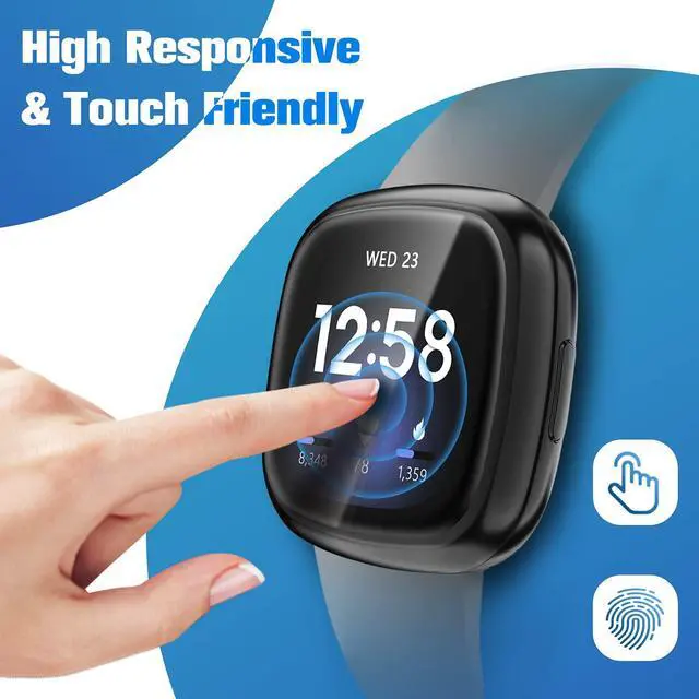 Alt view image 6 of 7 - 8-Pack Screen Protector Case Compatible with Fitbit Versa 3 / Sense | Soft TPU Plated Bumper, Full Protective Cover Cases, Scratch-Proof & Shockproof, Slim Lightweight