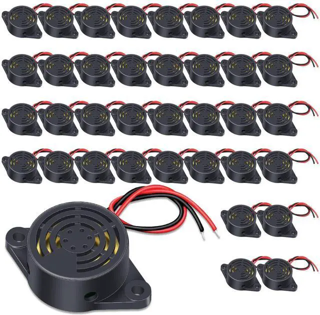 Main image of DC 3-24V 95 dB Electronic Buzzer Active Piezo Buzzer Alarm Sounder Continuous Sound Beep, Black(36 Pcs)