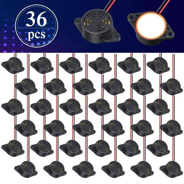 Alt view image 3 of 7 - DC 3-24V 95 dB Electronic Buzzer Active Piezo Buzzer Alarm Sounder Continuous Sound Beep, Black(36 Pcs)