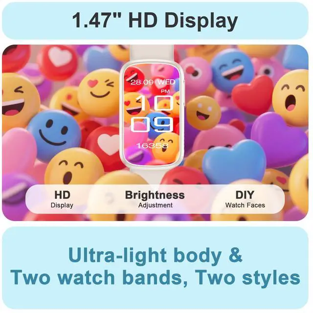 Alt view image 6 of 7 - Smart Watches for Women,Fitness Trakcer with Bluetooth Call, Heart Rate/Sleep Monitor/Calories/Blood Pressure,130+ Sports Modes 1.47'' Smartwatch for Android iPhone,IP68 Waterproof,2Bands,Starlight