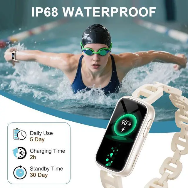 Alt view image 7 of 7 - Smart Watches for Women,Fitness Trakcer with Bluetooth Call, Heart Rate/Sleep Monitor/Calories/Blood Pressure,130+ Sports Modes 1.47'' Smartwatch for Android iPhone,IP68 Waterproof,2Bands,Starlight