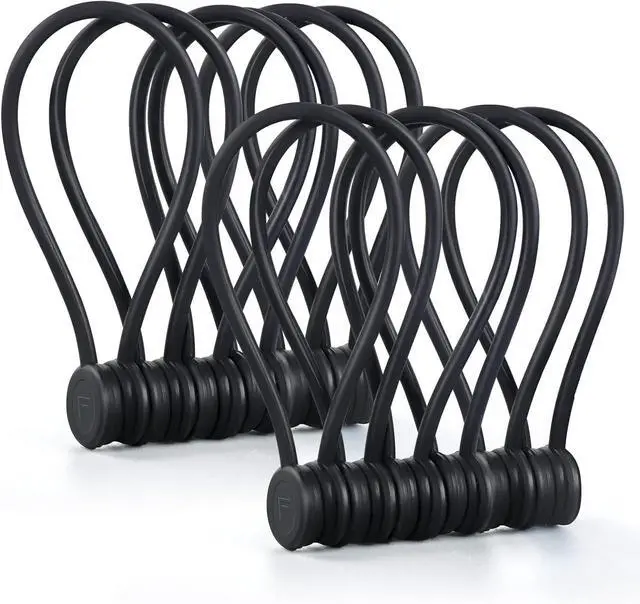 Main image of 12 Pack Magnetic Cable Ties - Reusable Silicone Cord Organizer & Twist Tie for Cables, Travel & Home