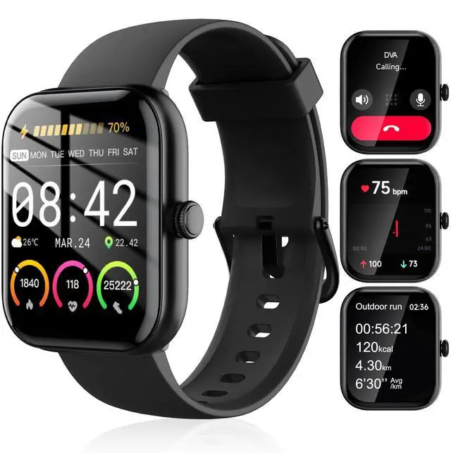 Main image of Smart Watches for Women Android/iPhone, IP68 Waterproof Fitness Tracker with Bluetooth Calls(Answer&Make), Activity Pedometer/Heart Rate/SpO2 Monitor/100+ Sports Model (W20 Black)