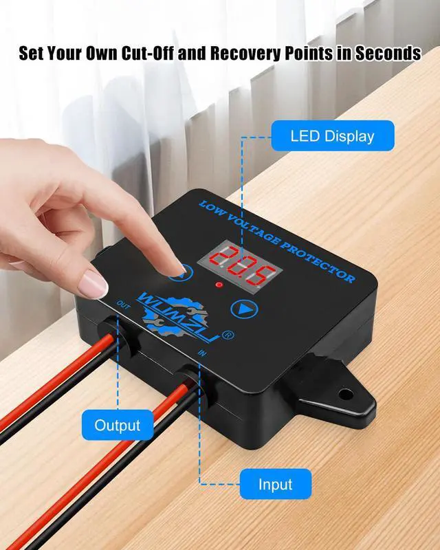 Alt view image 3 of 7 - 12V-36V DC Digital Low Voltage Protection Module with Display | Over Discharge Cut-Off Switch for Battery Protection Voltage Monitoring and Disconnect