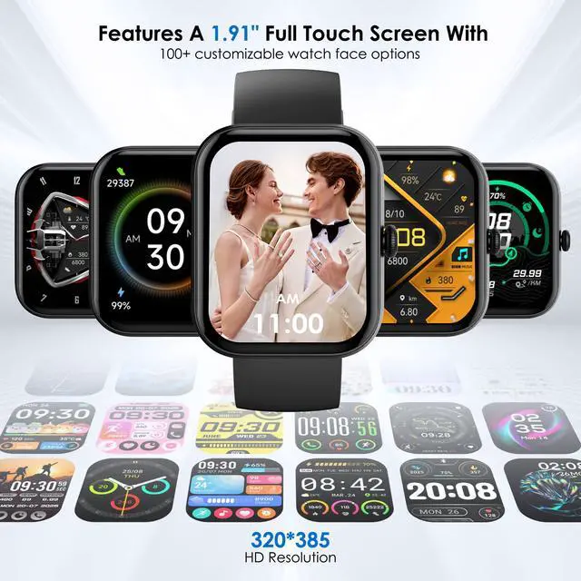 Alt view image 3 of 7 - Smart Watches for Women Android/iPhone, IP68 Waterproof Fitness Tracker with Bluetooth Calls(Answer&Make), Activity Pedometer/Heart Rate/SpO2 Monitor/100+ Sports Model (W20 Black)