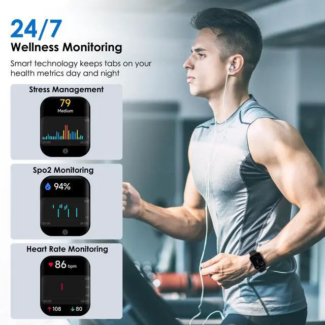 Alt view image 6 of 7 - Smart Watches for Women Android/iPhone, IP68 Waterproof Fitness Tracker with Bluetooth Calls(Answer&Make), Activity Pedometer/Heart Rate/SpO2 Monitor/100+ Sports Model (W20 Black)