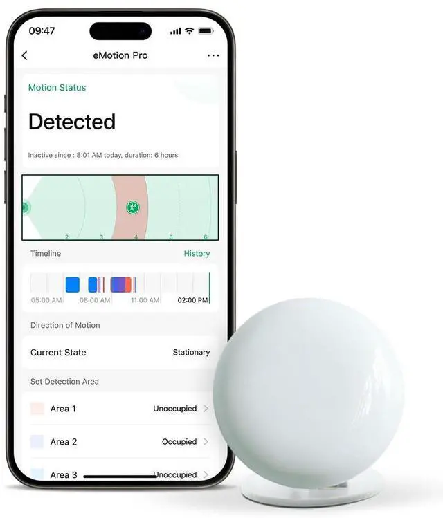 Main image of eMotion Pro 24GHz mmWave Radar Smart WiFi Presence Sensor | Built-in Motion Sensor, IR Blaster & Light Sensor, Compatible with Alexa & Google Home, MQTT for Home Assistant