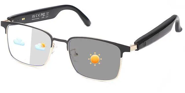 Main image of Bluetooth Glasses for Men & Women, Open-Ear Sound Mic & Speakers, Color-Changing Music Glasses, Hands-Free Calls & Audio Polarized Sunglasses, Smart Glasses for Working/Driving/Sports(Gold)