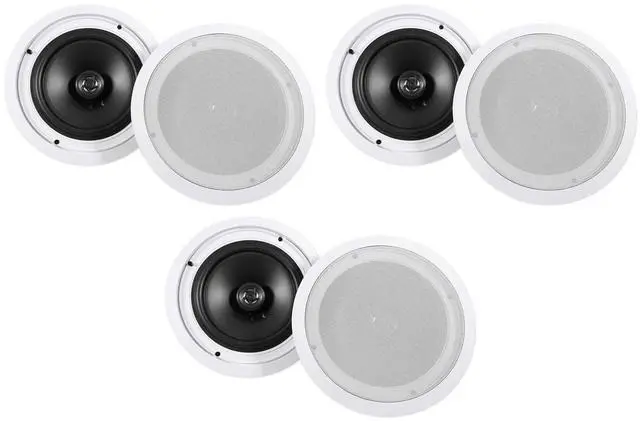 Main image of HC85 White 8" Ceiling Home Audio Speakers, 8 Ohm, 2-Way, 6-Pack | 700W Peak / 240W RMS, Swivel Tweeter, Polypropylene Cone, Flush Mount, Paintable Grills, Rubber Surround, Mylar Dome, 89 dB