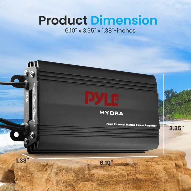 Alt view image 3 of 7 - 800W 4-Channel Hydra Marine Micro Amplifier - Waterproof - GAIN Level Controls - RCA Stereo Input - 3.5mm Jack - MP3 - Volume Control - Short Protection - For Boat & Vehicle Use - PLMRMP3B