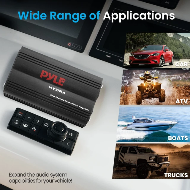 Alt view image 6 of 7 - 800W 4-Channel Hydra Marine Micro Amplifier - Waterproof - GAIN Level Controls - RCA Stereo Input - 3.5mm Jack - MP3 - Volume Control - Short Protection - For Boat & Vehicle Use - PLMRMP3B