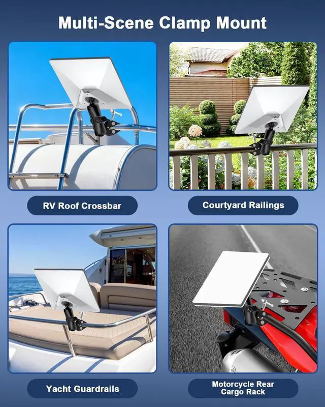 Alt view image 7 of 7 - Starlink Mini Clamp Mount, Aluminum Starlink Mini Pole Mount Compatible with New and Traditional Pipe Adapters, Adjustable Clamp Bracket Fits Starlink Mini for RV /Roof Rack / Yacht / Camper / Balcony