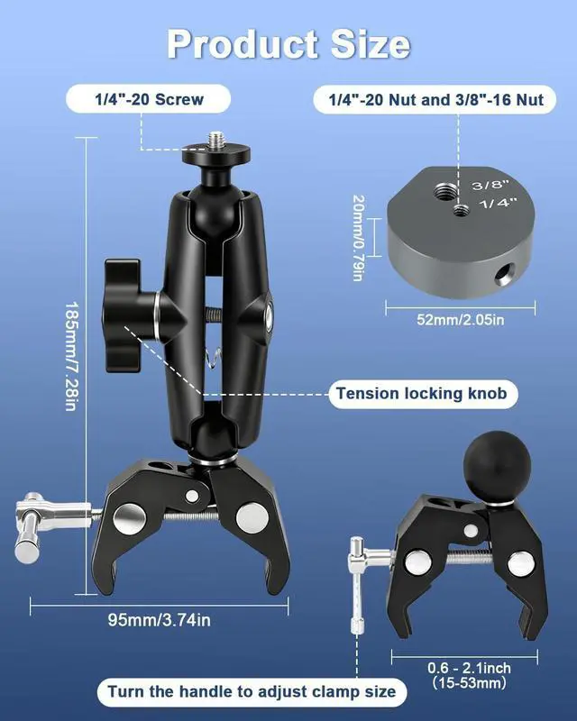 Alt view image 6 of 7 - Starlink Mini Clamp Mount, Aluminum Starlink Mini Pole Mount Compatible with New and Traditional Pipe Adapters, Adjustable Clamp Bracket Fits Starlink Mini for RV /Roof Rack / Yacht / Camper / Balcony