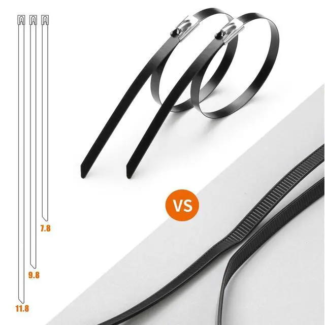 Alt view image 3 of 7 - Stainless Steel Cable Tie Gun Set, with 150PCS Black Metal Zip Ties (50 Each of 7.8, 9.8, 11.8 Inch), Adjustable Fastening Cutting Tie Tool Sets for Fencing, Exhaust Pipes, Automotive