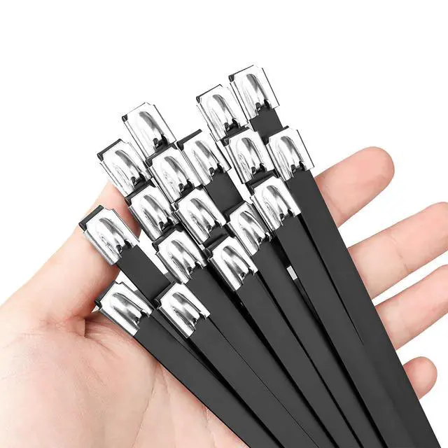 Alt view image 6 of 7 - Stainless Steel Cable Tie Gun Set, with 150PCS Black Metal Zip Ties (50 Each of 7.8, 9.8, 11.8 Inch), Adjustable Fastening Cutting Tie Tool Sets for Fencing, Exhaust Pipes, Automotive