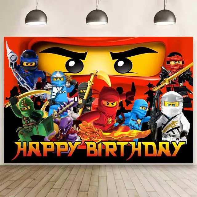 Main image of Happy for Ninja Birthday Backdrop Cartoon Birthday Party Supplies Kawaii Background for Boys Girls, Happy Birthday Banner Backdrop for Kids Party Decorations (5x3ft)