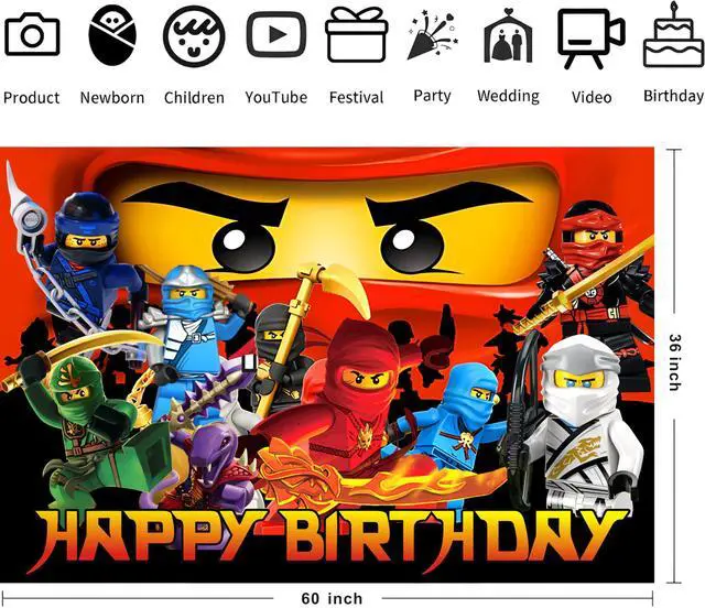 Alt view image 2 of 4 - Happy for Ninja Birthday Backdrop Cartoon Birthday Party Supplies Kawaii Background for Boys Girls, Happy Birthday Banner Backdrop for Kids Party Decorations (5x3ft)