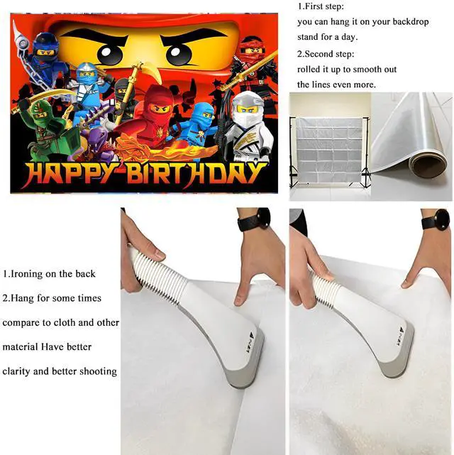 Alt view image 4 of 4 - Happy for Ninja Birthday Backdrop Cartoon Birthday Party Supplies Kawaii Background for Boys Girls, Happy Birthday Banner Backdrop for Kids Party Decorations (5x3ft)