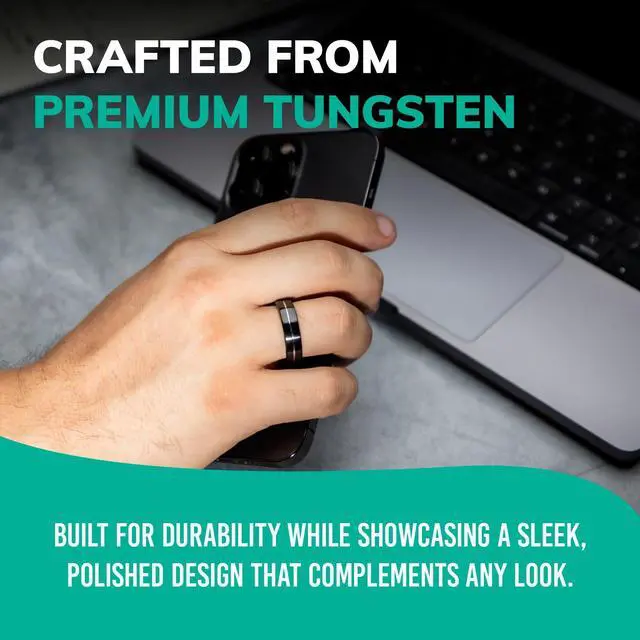 Alt view image 4 of 7 - Tungsten Elite Smart Ring with Instant App-Free Sharing, Size 10 | Business Networking for Professionals, Instantly Share s, Social Links & Profiles with One Tap, No App Needed