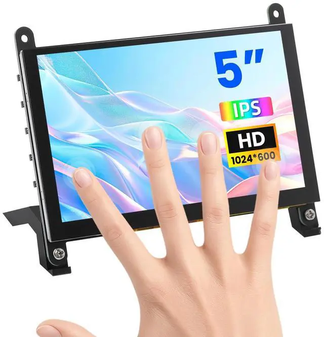 Main image of 5 Inch Touchscreen Monitor for Raspberry Pi 5/4/3, 1024 x 600 IPS Display with 5-Point Touch Capacitive Screen, Plug and Play, Compatible with Raspberry Pi 5/4/3, Banana Pi, Jetson Nano