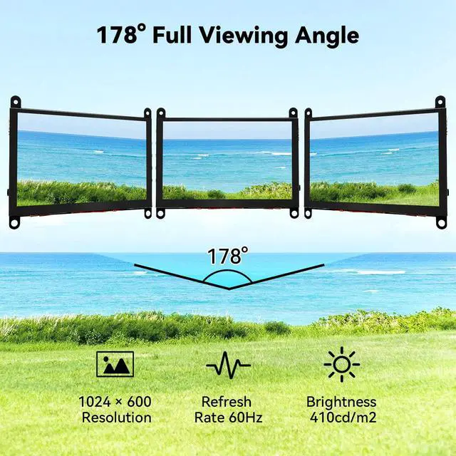 Alt view image 2 of 7 - 5 Inch Touchscreen Monitor for Raspberry Pi 5/4/3, 1024 x 600 IPS Display with 5-Point Touch Capacitive Screen, Plug and Play, Compatible with Raspberry Pi 5/4/3, Banana Pi, Jetson Nano