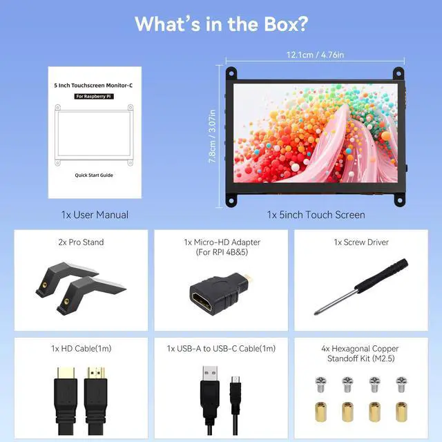 Alt view image 5 of 7 - 5 Inch Touchscreen Monitor for Raspberry Pi 5/4/3, 1024 x 600 IPS Display with 5-Point Touch Capacitive Screen, Plug and Play, Compatible with Raspberry Pi 5/4/3, Banana Pi, Jetson Nano