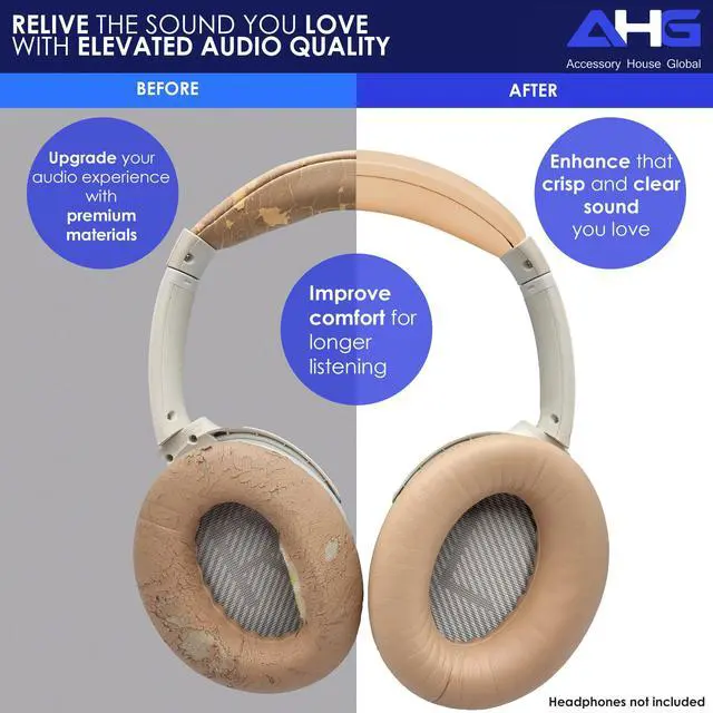 Alt view image 5 of 7 - SoundLink AE2 Ear Pads and SoundLink AE2 Headband Cushion Compatible with Bose SoundLink Around-Ear 2 / Soundlink AE2 Headphones (Beige). Premium PU Leather | Extra Thick