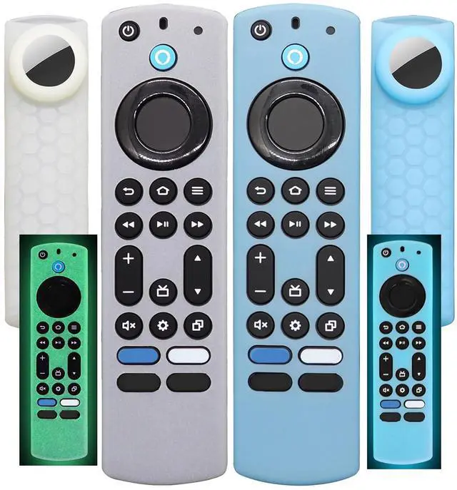 Main image of CT-RC1US-21 Remote Cover with Hole for Airtag and Tile Sticker (Glow in The Dark) for NS-RCFNA-21 Insignia/Toshiba Fir tv Remote,for TV Omni Series and 4-Series (Glow Blue+Glow Green)