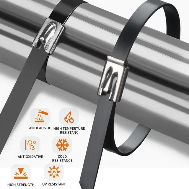 Alt view image 7 of 7 - Stainless Steel Cable Tie Gun Set, with 150PCS Black Metal Zip Ties (50 Each of 7.8, 9.8, 11.8 Inch), Adjustable Fastening Cutting Tie Tool Sets for Fencing, Exhaust Pipes, Automotive