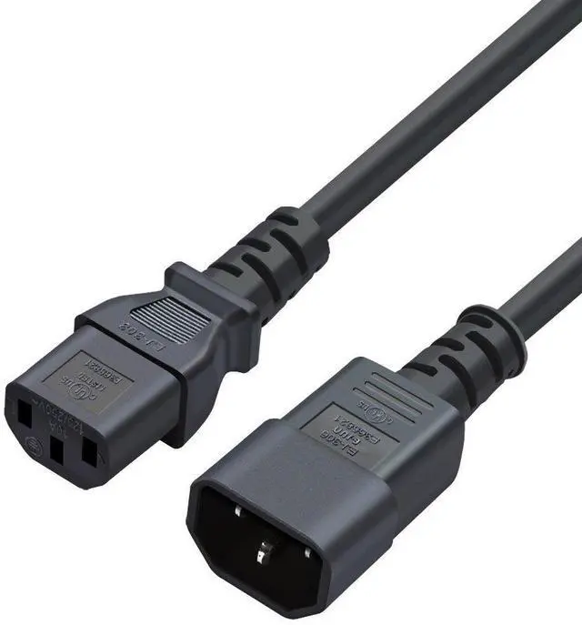 Main image of 2-Pack 6 Foot 18 AWG C14-to-C13 PDU Power Extension Cord,1.8M | 6 Feet 18AWG C14 to C13 PDU Style Computer Power Extension Cable, 1.8M / Black