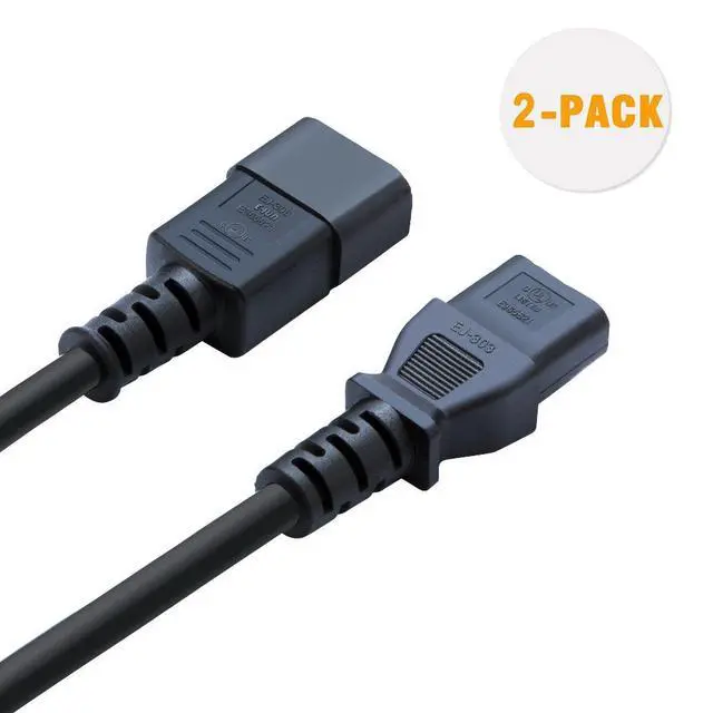 Alt view image 2 of 4 - 2-Pack 6 Foot 18 AWG C14-to-C13 PDU Power Extension Cord,1.8M | 6 Feet 18AWG C14 to C13 PDU Style Computer Power Extension Cable, 1.8M / Black