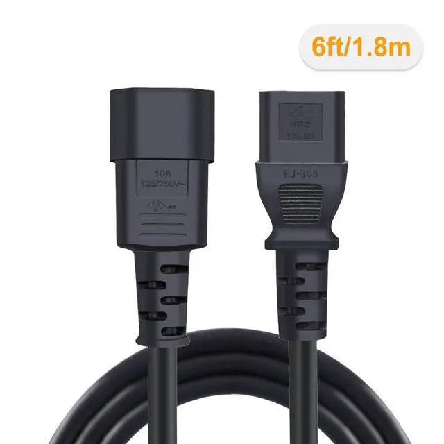 Alt view image 3 of 4 - 2-Pack 6 Foot 18 AWG C14-to-C13 PDU Power Extension Cord,1.8M | 6 Feet 18AWG C14 to C13 PDU Style Computer Power Extension Cable, 1.8M / Black