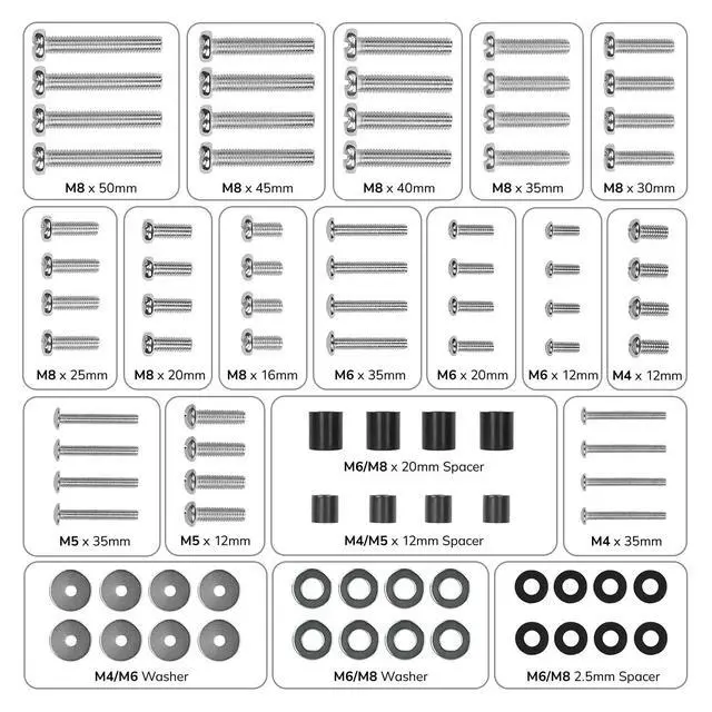 Alt view image 2 of 7 - Universal TV Mounting Hardware Kit - VESA Wall Mount Screws, Washers & Spacers (M4, M5, M6, M8) for TVs and Monitors - Fits 19" to 85" Screens, Compatible with Major TV Brands