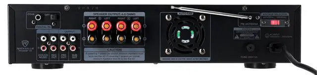 Alt view image 6 of 7 - RPA60BT V2 Home Theater Receiver with 4 HP4S-8 Swivel Speakers | 1000W Peak / 250W RMS, Bluetooth/USB/Optical/Coaxial, 2 Mic Inputs with Echo, FM Radio, Preset EQ, Outdoor/Indoor, 5-Items