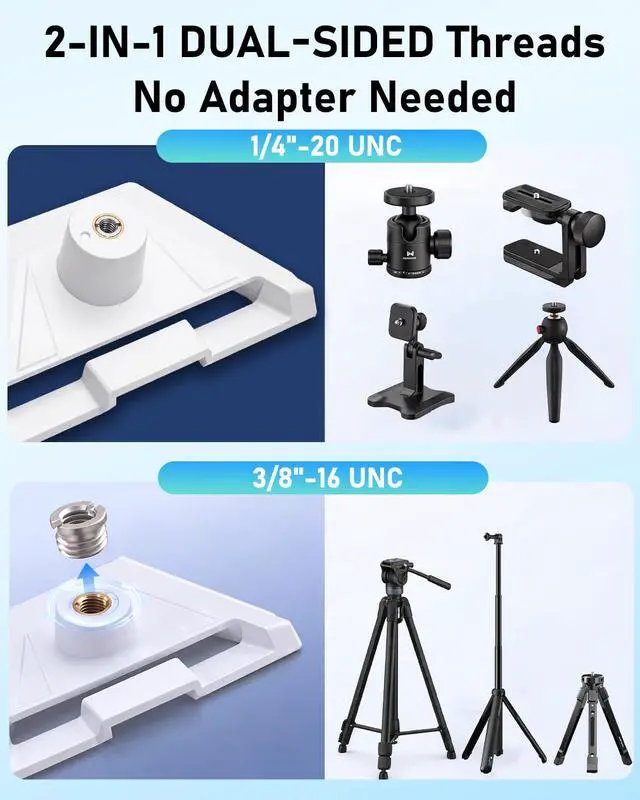 Alt view image 2 of 7 - Starlink Mini Tripod Adapter Mount | 2-in-1 Dual-Sided 1/4" & 3/8" Threads, Fits 2024/2025 Starlink Mini Pipe Adapter for RV, Camping, Outdoor
