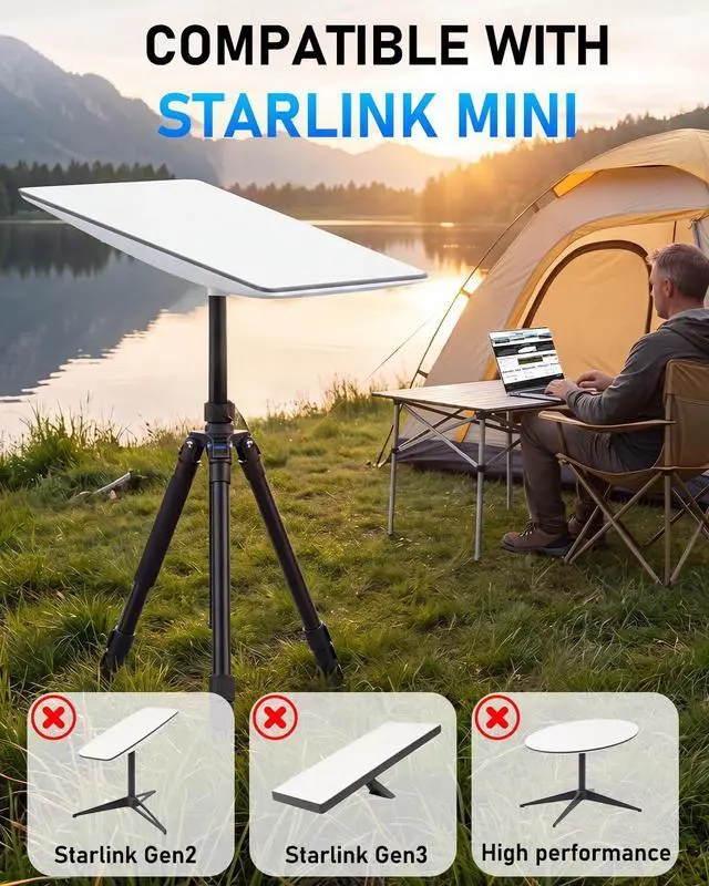 Alt view image 7 of 7 - Starlink Mini Tripod Adapter Mount | 2-in-1 Dual-Sided 1/4" & 3/8" Threads, Fits 2024/2025 Starlink Mini Pipe Adapter for RV, Camping, Outdoor