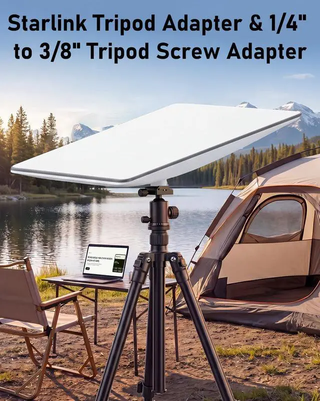 Alt view image 6 of 7 - Starlink Mini Tripod Adapter Mount | 2-in-1 Dual-Sided 1/4" & 3/8" Threads, Fits 2024/2025 Starlink Mini Pipe Adapter for RV, Camping, Outdoor