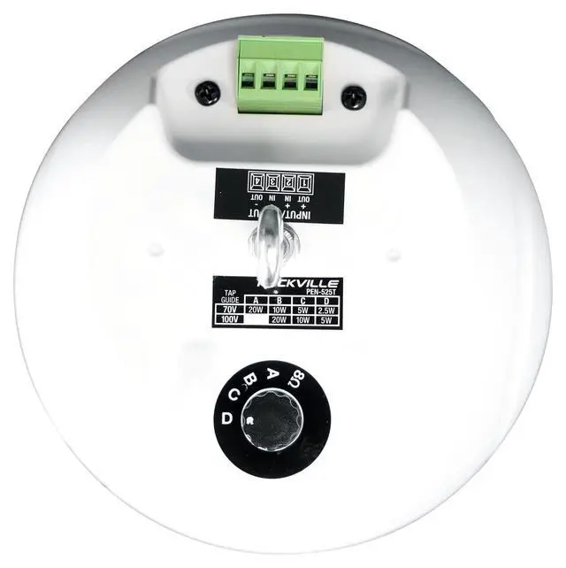 Alt view image 7 of 7 - PEN-525T White 5.25" 70V Hanging Pendant Speaker, 4-Pack | for Restaurants, 70V/100V Transformer Taps: 40W, 20W, 10W, 5W or 8 Ohm 60W RMS, Euroblock Terminals, Deep Bass